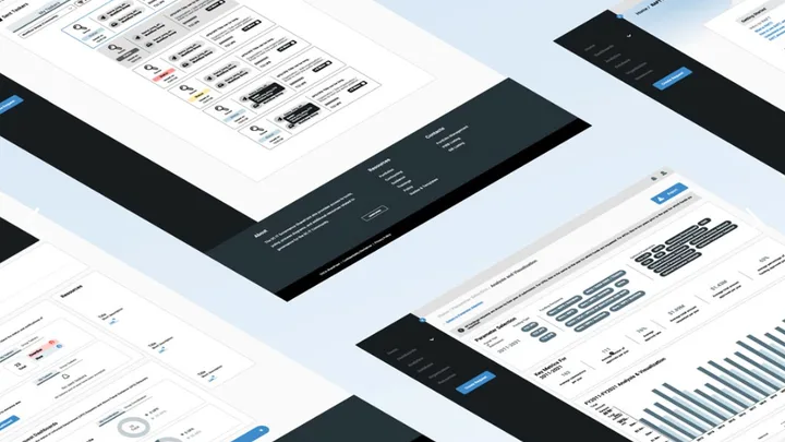 TaskDynamics product screens, showing coordination boards, dashboards, and analytics views in an angled layout
